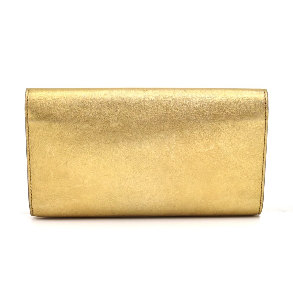 Pre-owned Louis Vuitton Metallic Gold Calfskin Louise Clutch Ew