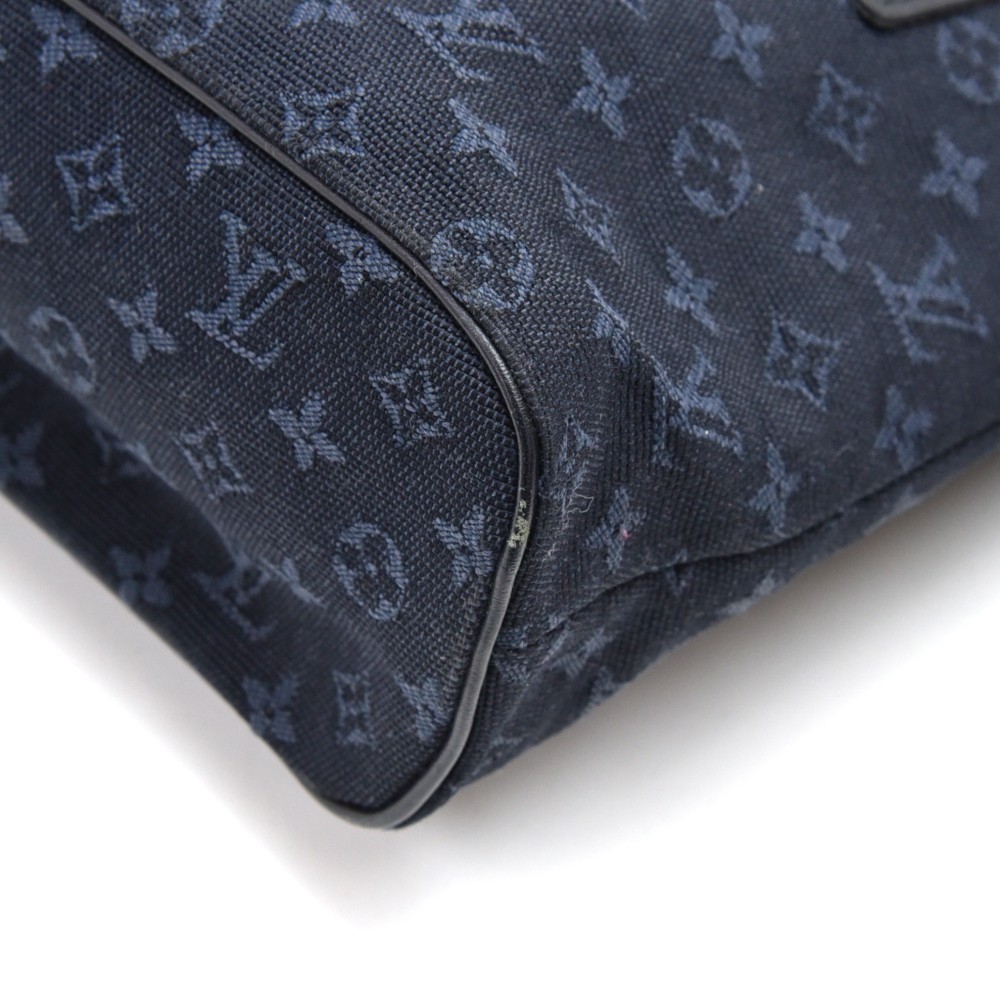 Louis Vuitton // Navy Blue Mini Lin Canvas Leather Louise