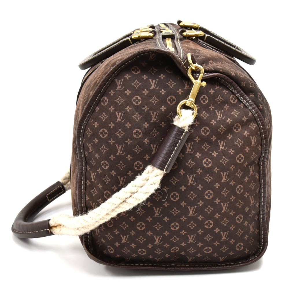 Louis Vuitton Brown Ebene Monogram Mini Lin Initiales Keepall Bag
