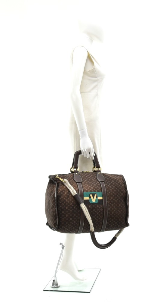 Louis Vuitton MINI LIN INITIALS KEEPALL Beige Cotton ref.847604