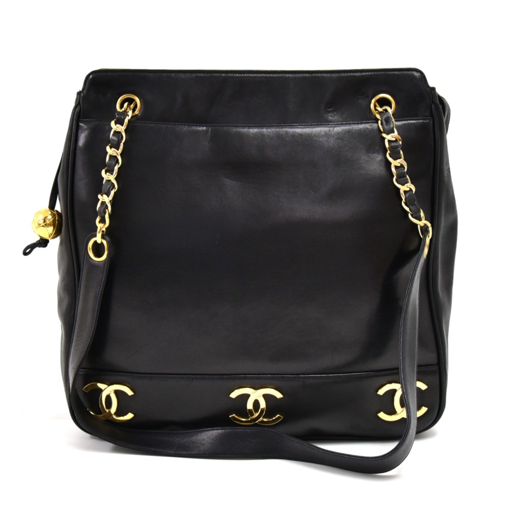 FWRD Renew Chanel Vintage Triple CC Lambskin Waist Bag in Black