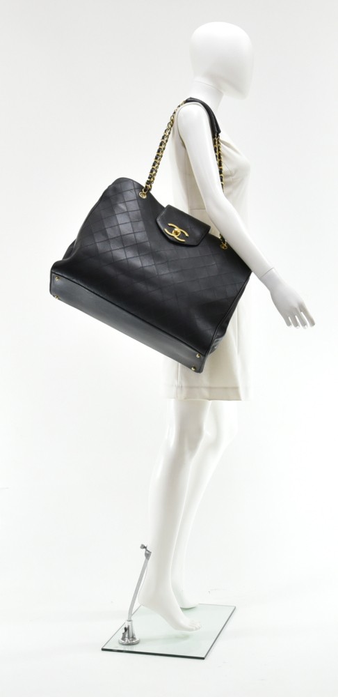Chanel Black Quilted Calfskin Supermodel Overnight Weekender Tote Shoulder  Bag