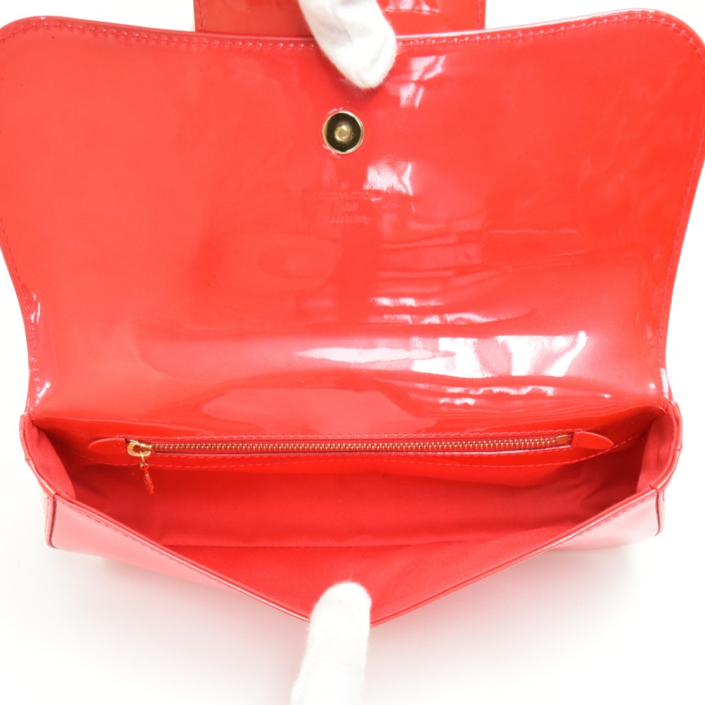 Louis Vuitton, Bags, Louis Vuitton Sobe Wine Red Patent Clutch Bag