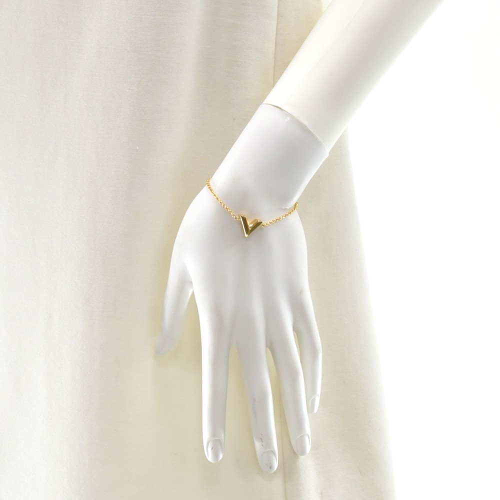 Women's Spring Fashion Louis Vuitton Essential V Big V Motif Pendant Yellow  Gold Plated Jewellery Set Bracelet/Necklace M61084/M61083