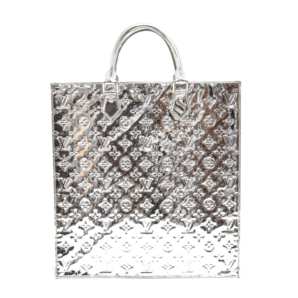 Louis Vuitton Monogram Miroir Sac Plat Silver Patent Tote Bag Rare