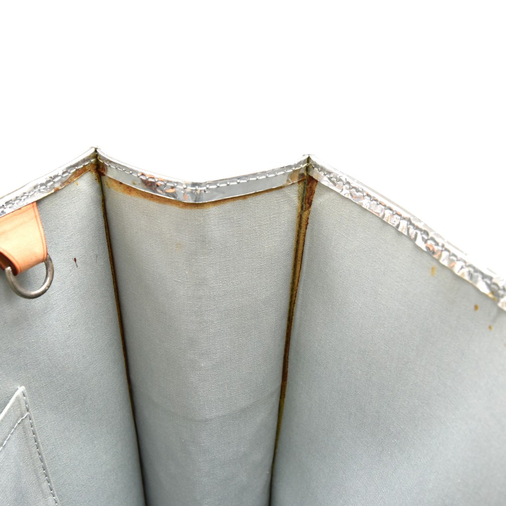 Auth Louis Vuitton Sac Plat Silver tone Monogram Mirror Tote Hand Bag  1D070090n