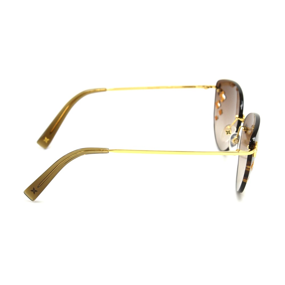 LOUIS VUITTON Flower Cutout Brown Lens Lens Gold Z0051U Sunglasses