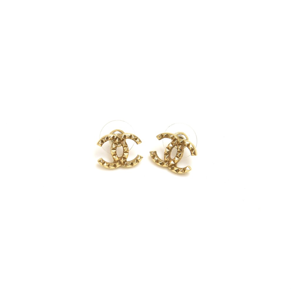 Versace: Gold & White Enameled Medusa Earrings