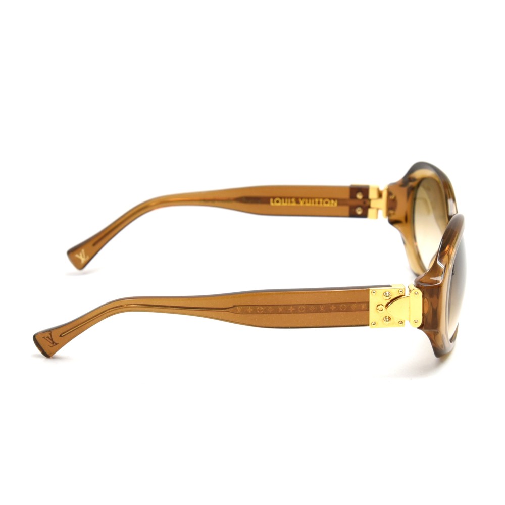 LOUIS VUITTON golden glitter sunglasses with monogram detail down