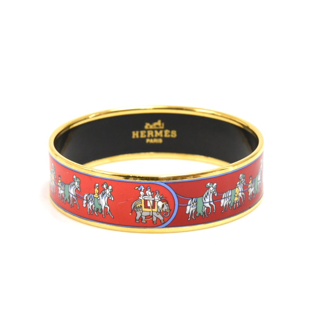 Hermes Della Cavalleria Favolosa Enamel Bangle Bracelet