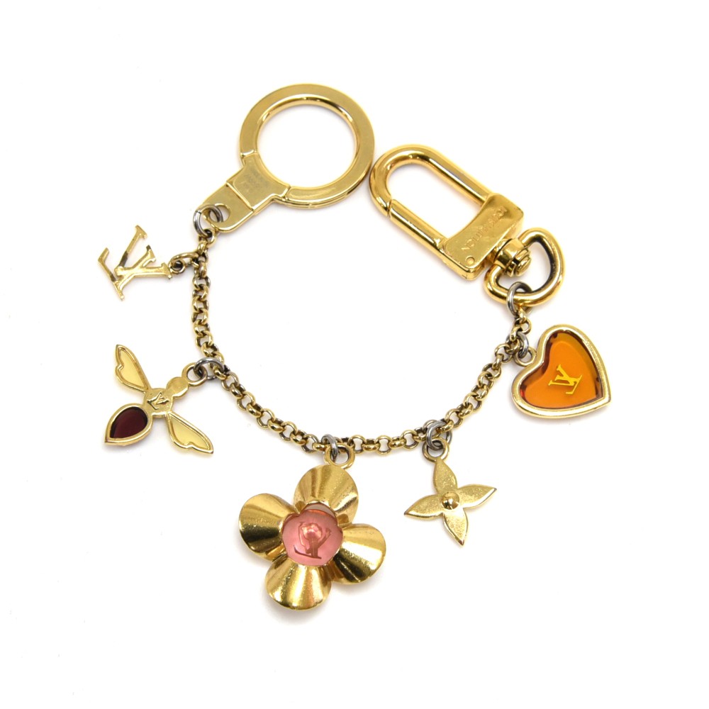 LOUIS VUITTON Key Ring holder chain Bag charm AUTH Bijoux Sack Chenne Bee  Fleur