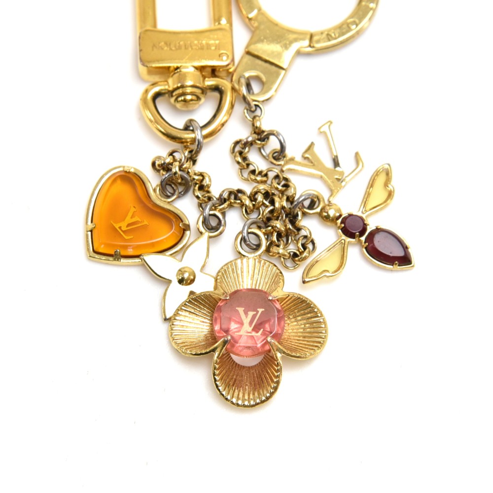 LOUIS VUITTON Key ring holder chain Bag charm AUTH 　Bijoux Sack Chenne Bee  Fleur