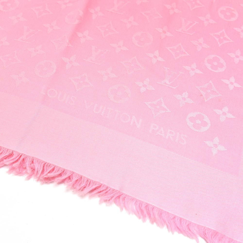 Châle monogram wool stole Louis Vuitton Pink in Wool - 37016155