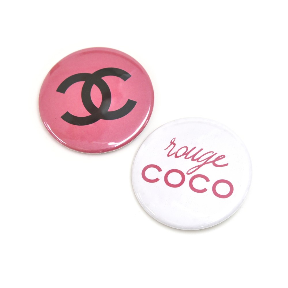 Chanel Chanel Rouge Round Pin CC Logo Badges Set of 2