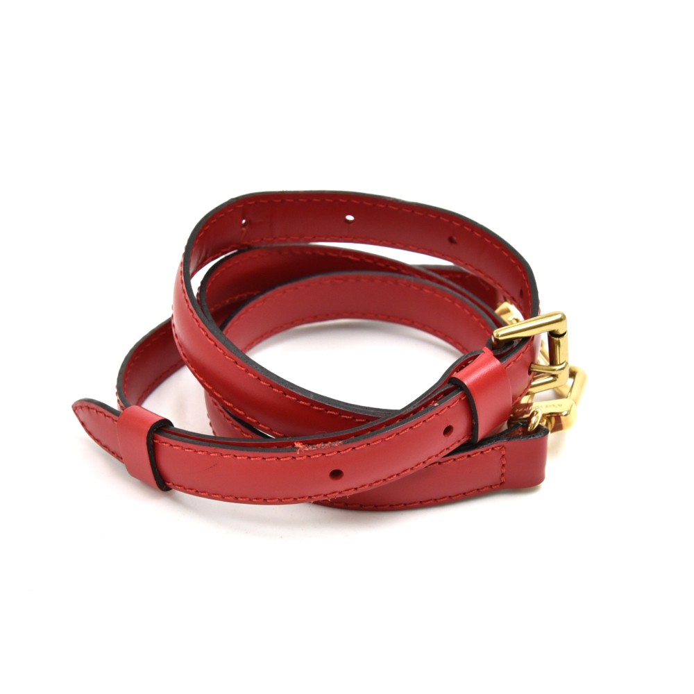 Louis Vuitton 16mm Red Grained Leather Adjustable Strap - Yoogi's Closet