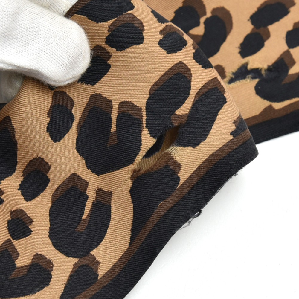 Authentic LOUIS VUITTON Bandeau Leopard Silk 100% Scarf Brown M72394 LV #3