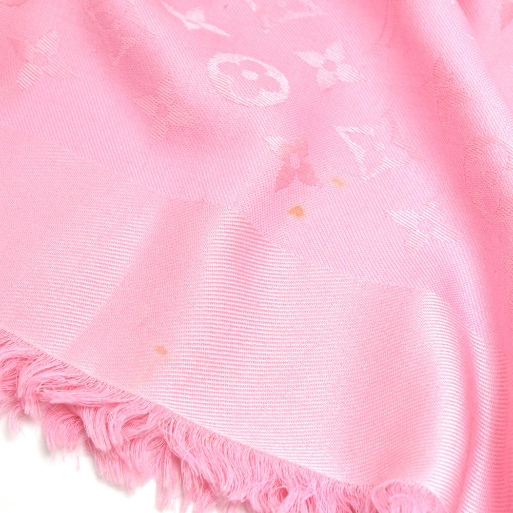 Louis Vuitton Pale Pink Naturel Monogram Silk Wool Twill Shawl