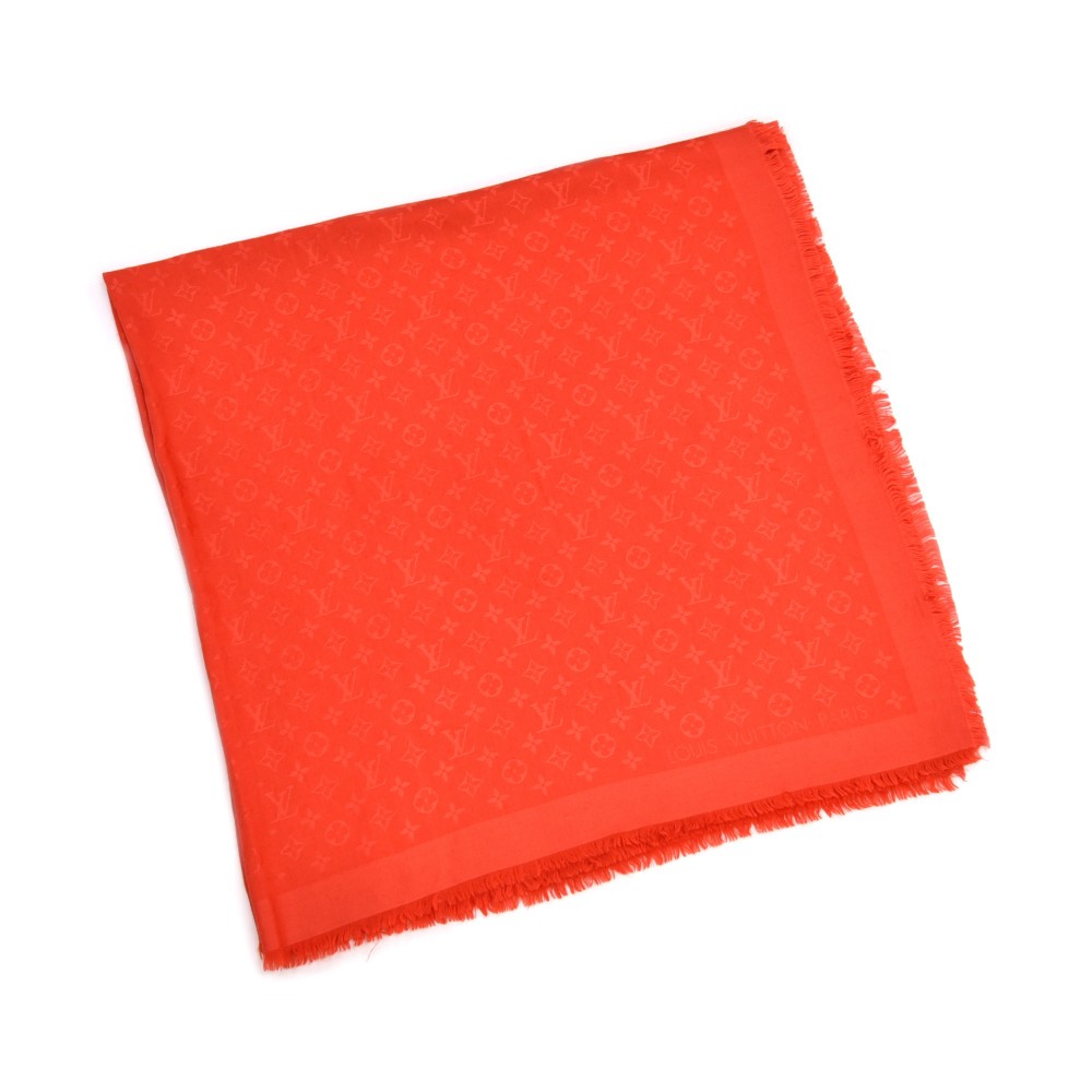 Châle monogram silk scarf Louis Vuitton Orange in Silk - 20551192