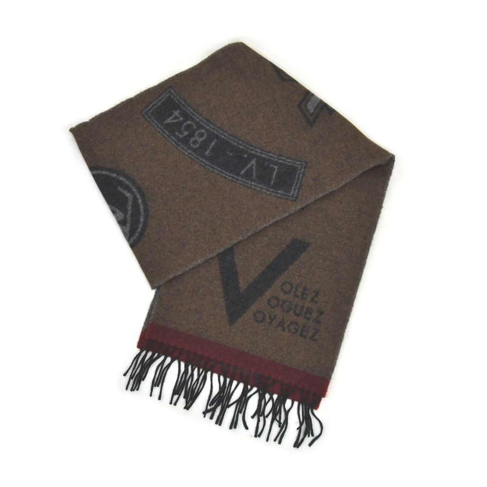 pre-loved authentic LOUIS VUITTON brown cashmere/wool blend SCARF