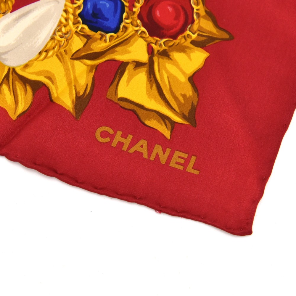 Chanel Vintage Chanel Red & Gold Gemstone Jewel Filigree Frame CC