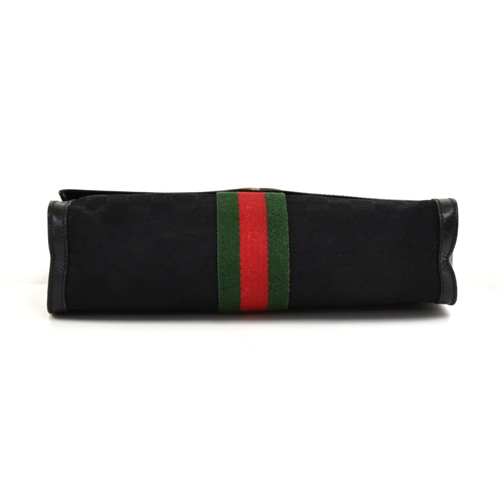 1980s Vintage Black, Red and Green Gucci Handbag