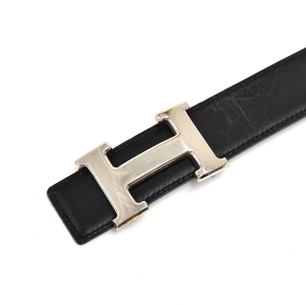 Hermes Constance 42mm Reversible Leather Belt Black/Chocolate Brown Size 85 New