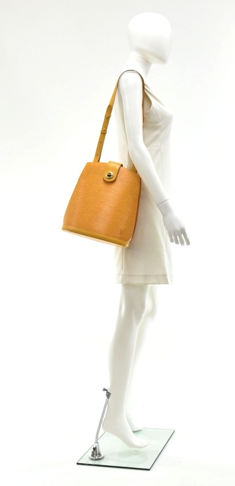 Authentic Louis Vuitton Noé PM Shoulder Bucket Bag Yellow Epi Leather
