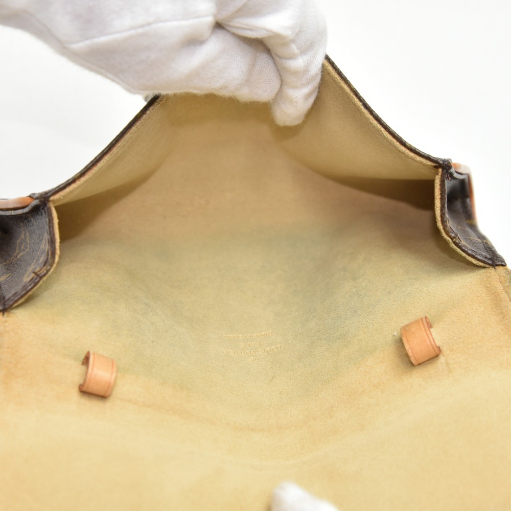LOUIS VUITTON Monogram Pochette Twin PM Brown Leather Shoulder Bag w/ Gold  Chain