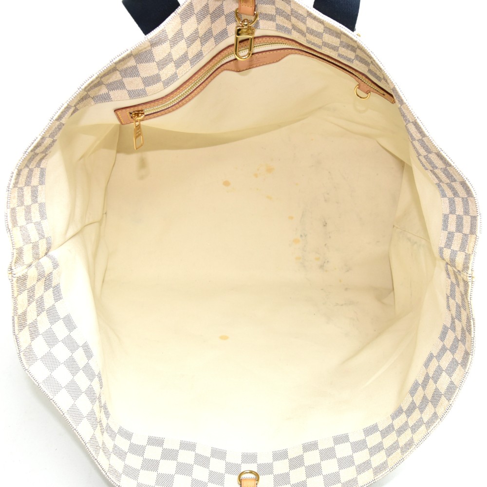 Louis Vuitton cream 2012 Damier Azure Neverfull MM tote bag Cloth