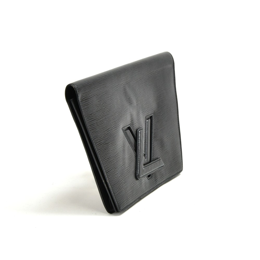 W3. Vintage Louis Vuitton Black Epi Trapezoid Mod Style Clutch 