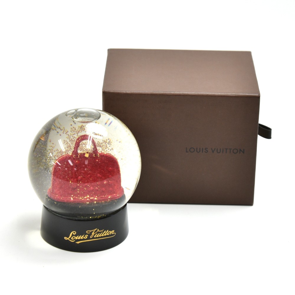 Louis Vuitton LV Snow Globe Alma Red Bag Ornament Glass Black Plastic Used