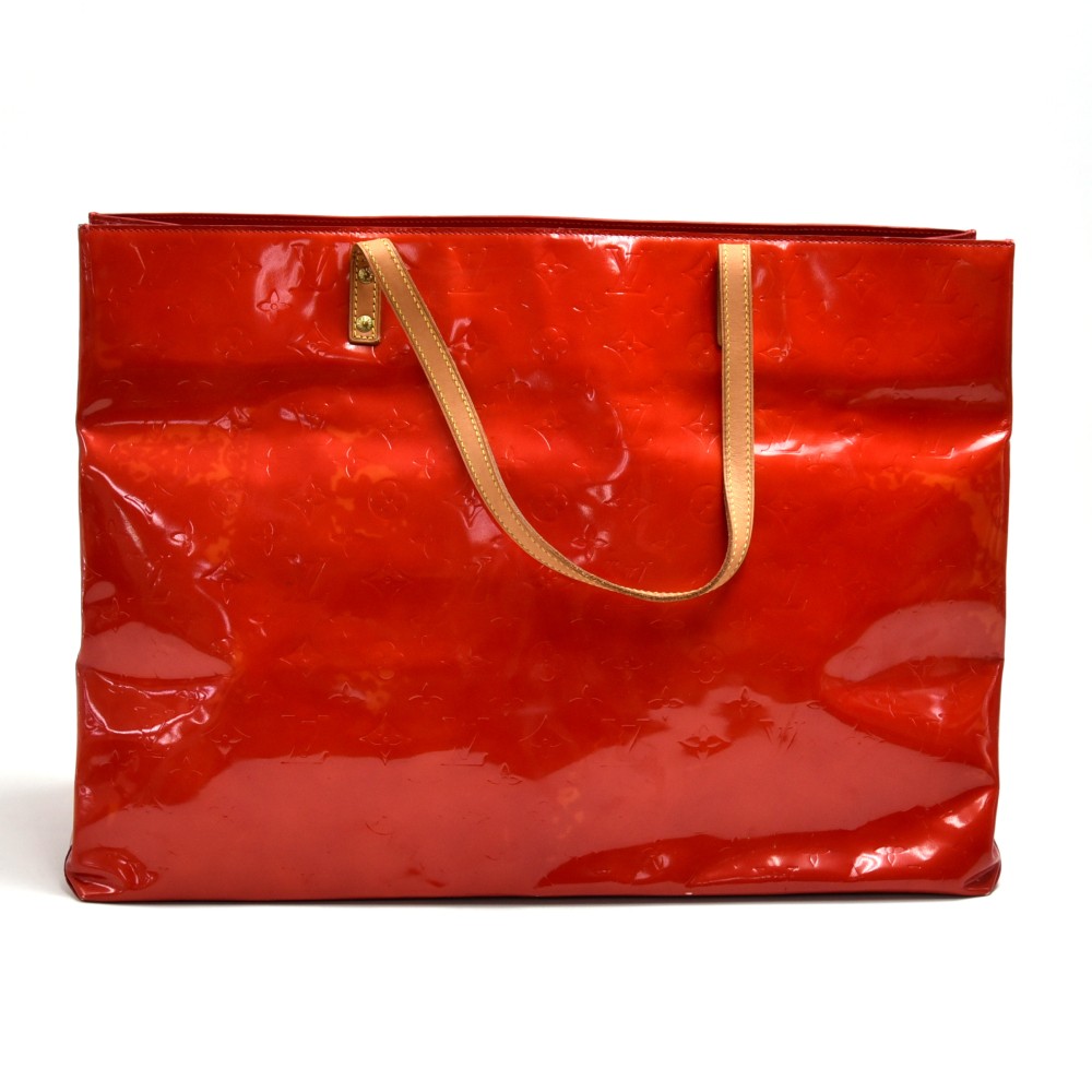 Louis Vuitton Vernis Zip Tote 870301 Red Patent Leather Weekend