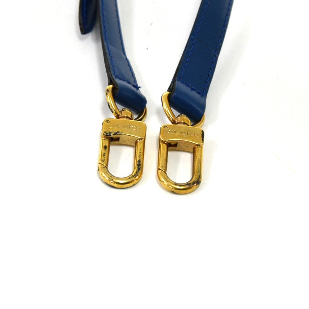 Authentic Louis Vuitton Leather Shoulder Strap Blue 40.2-46.9"