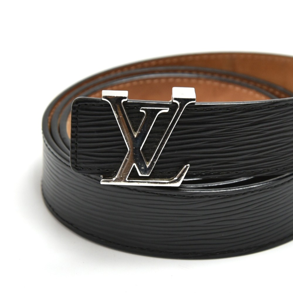 Louis Vuitton Vintage Black Epi Belt Silver Metal Buckle Size 110/44 Cloth  ref.966721 - Joli Closet