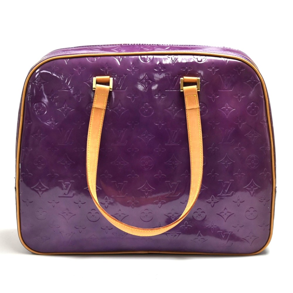 LOUIS VUITTON Purple Monogram Vernis Sutton Double Handle Shoulder Bag
