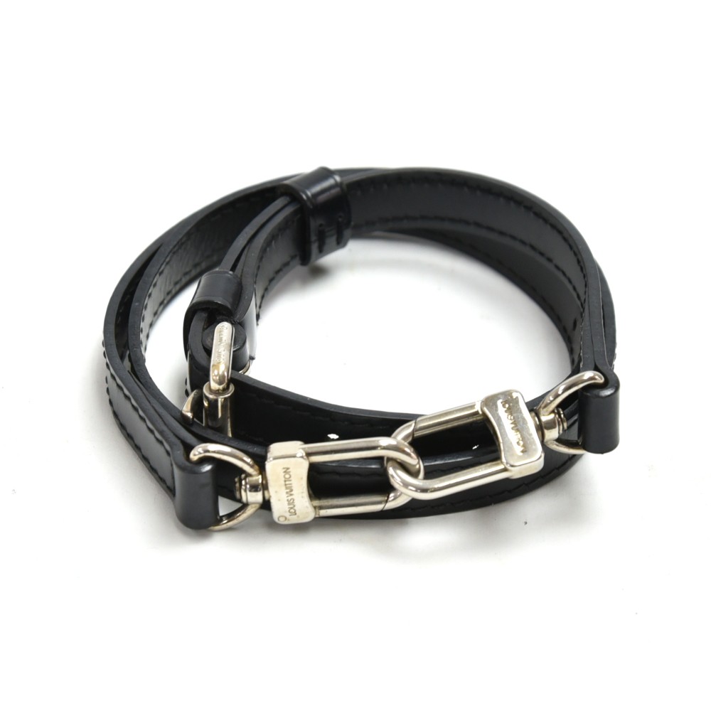 black leather louis vuitton purse strap silver