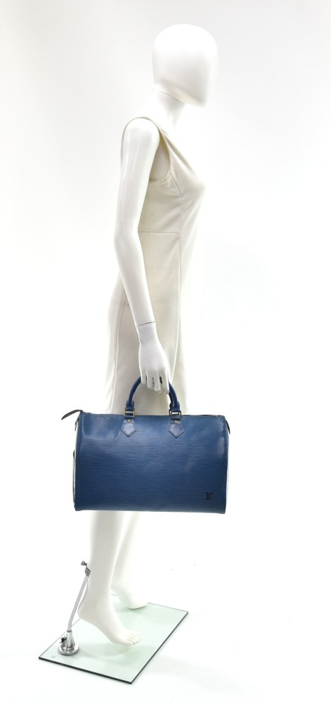 Louis Vuitton Speedy 35 being epi bleu Blue Leather ref.87445 - Joli Closet