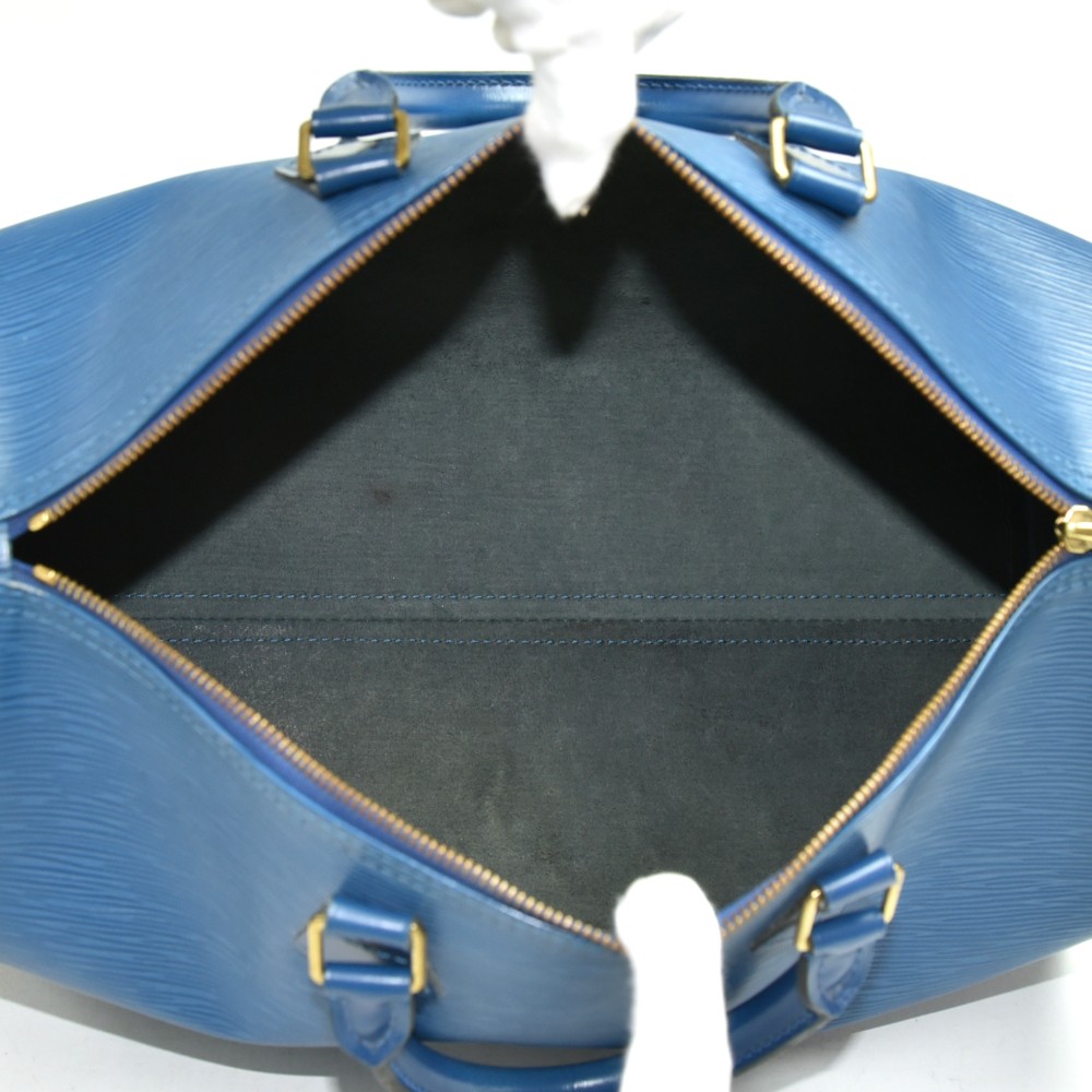 Louis Vuitton Toledo Blue Epi Leather Speedy 35 Bag w/ Shoulder Strap -  Yoogi's Closet