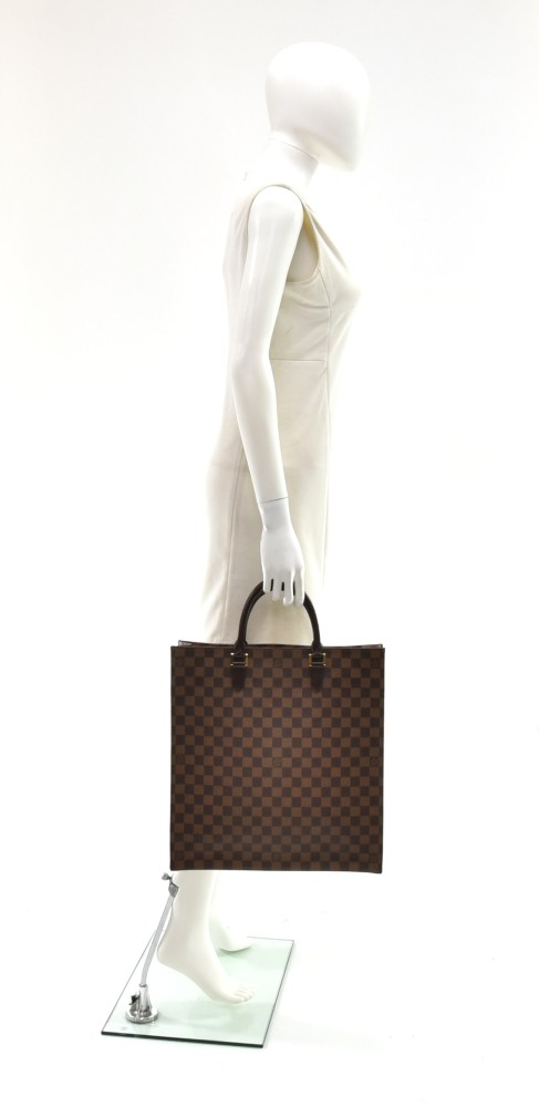 Louis Vuitton Brown Damier Ebene Venice Sac Plat Leather Cloth