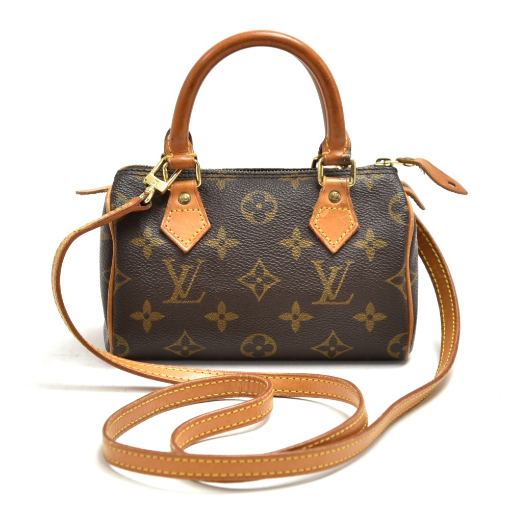 Nano speedy / mini hl leather clutch bag Louis Vuitton Brown in