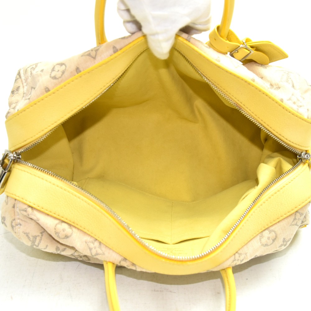 Speedy handbag Louis Vuitton Yellow in Denim - Jeans - 16539788