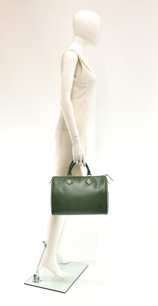Louis Vuitton Green Epi Speedy 30 Bag Serial - Depop