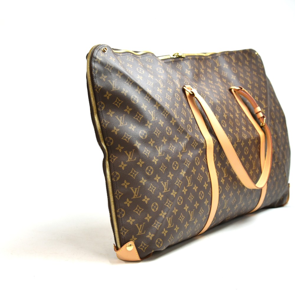 Louis Vuitton Monogram Garment Bag Cloth Case Travel Leather 42x56x9cm Used