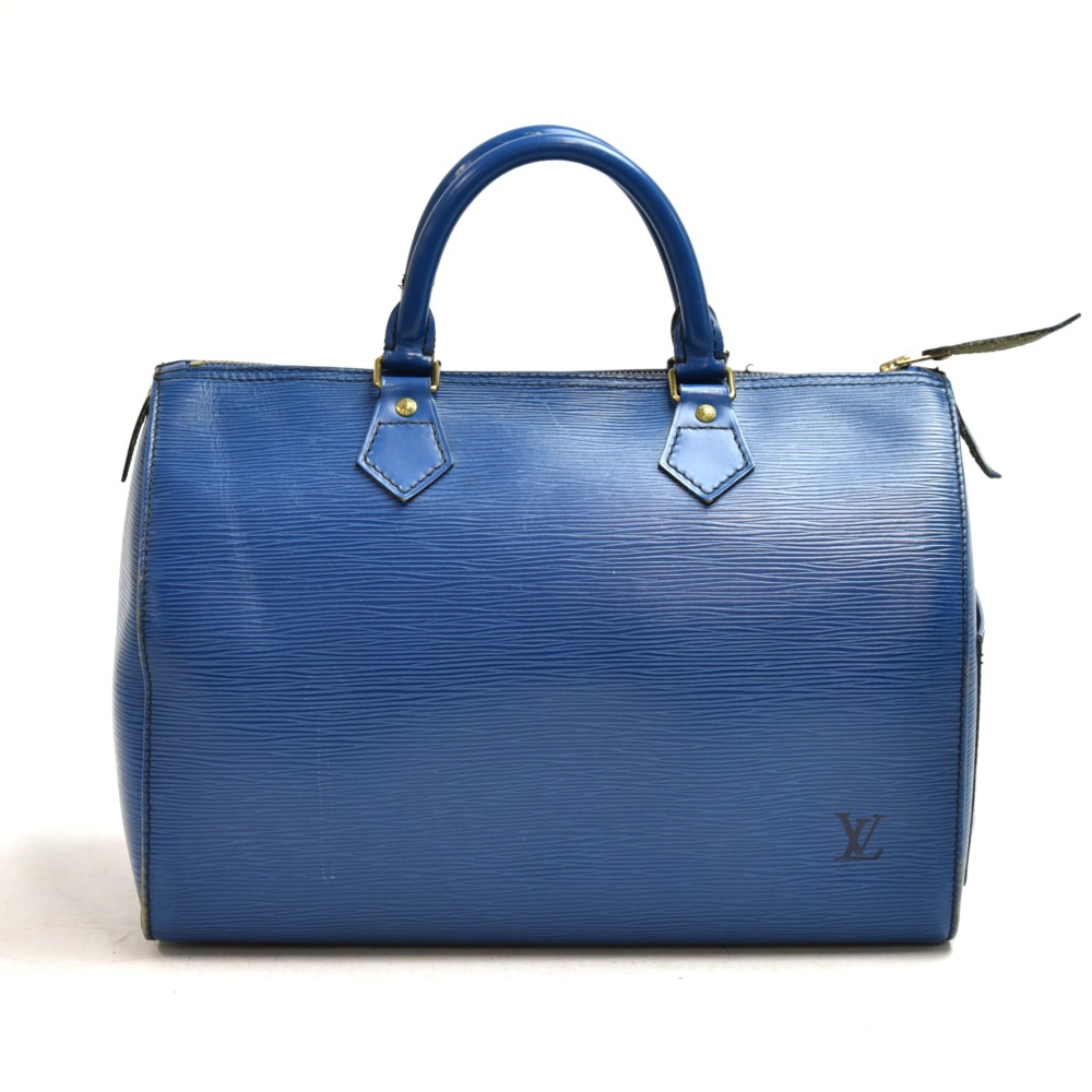Louis Vuitton Epi Leather Speedy 30 Blue. Made in France. DC