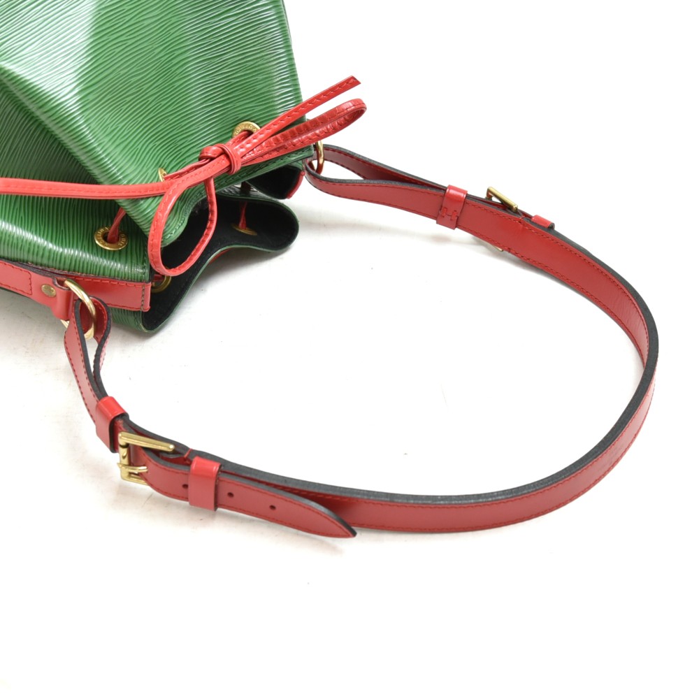 Authenticated used Louis Vuitton Drawstring Bag Petit Noe Green Red Blue M44147 Shoulder Leather A20953 Louis Vuitton Bicolor String Women's Men's