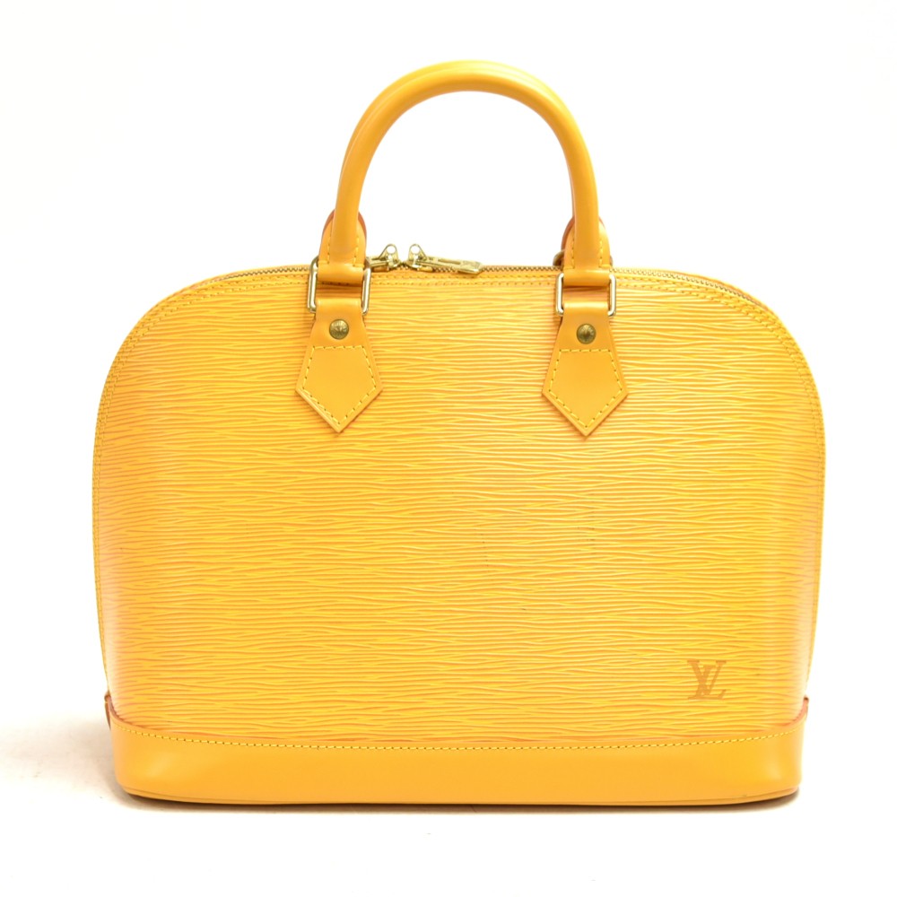 Alma leather handbag Louis Vuitton Yellow in Leather - 30396187