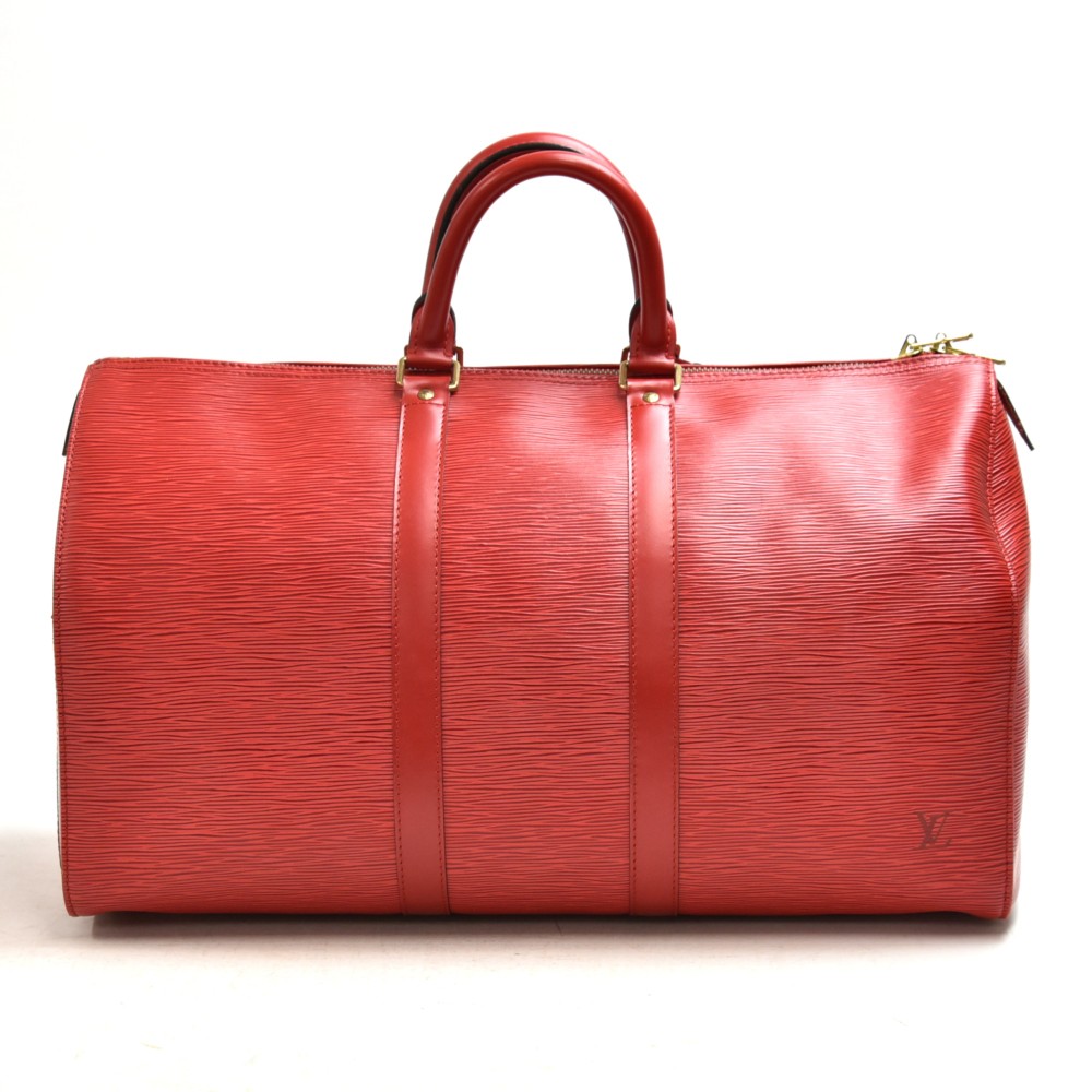 Vintage Louis Vuitton Red Epi Leather Keepall 45 Bag VI0911 030123