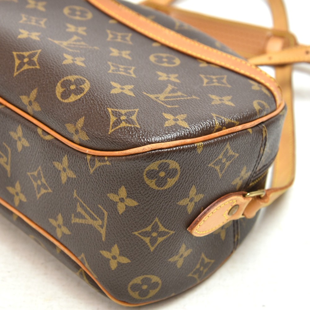 Brown and tan monogram coated canvas Louis Vuitton Blois bag with gold-tone  at 1stDibs