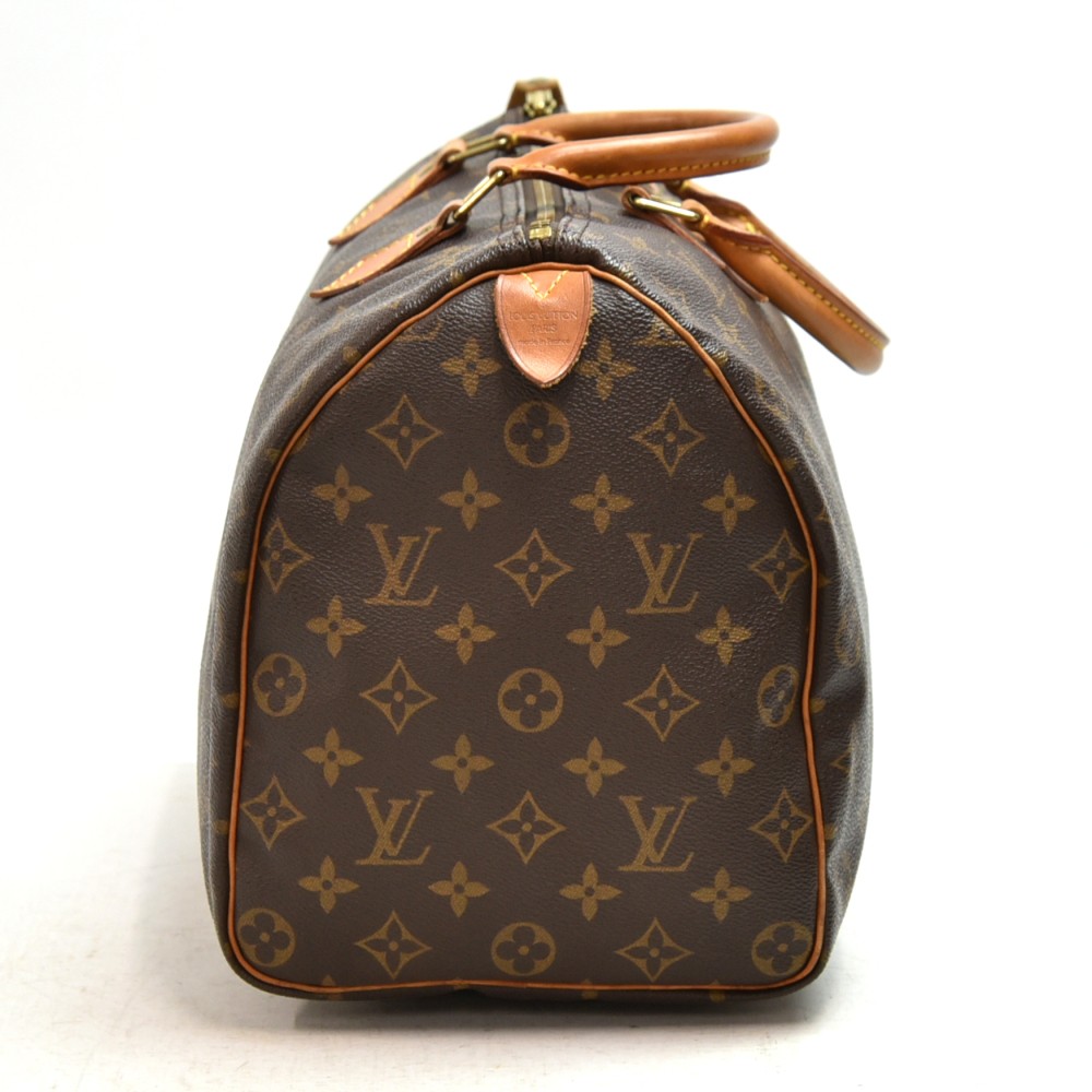 Louis Vuitton Speedy 35 handbag in Monogram canvas customized Lovely  Audrey  at 1stDibs