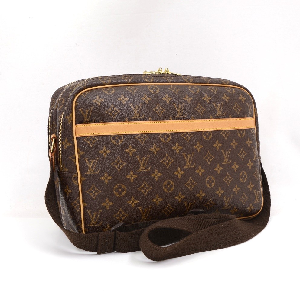 Louis+Vuitton+Reporter+Shoulder+Bag+Brown+Canvas for sale online